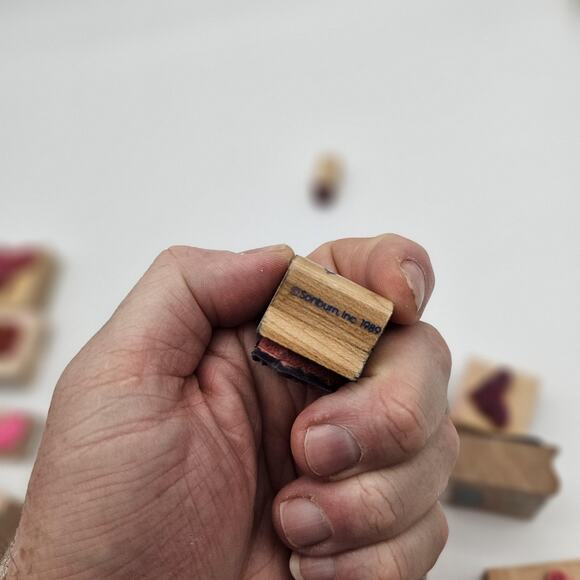 Vintage Wood Rubber Stamp Lot Butterflies Birds Ladybugs Bees Flowers Snail Mail - Picture 16 of 16